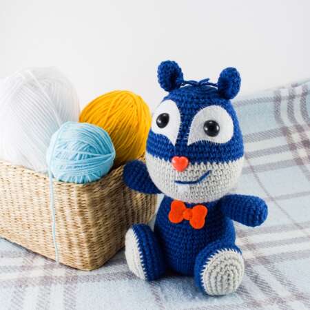 crochet squirrel toy front view