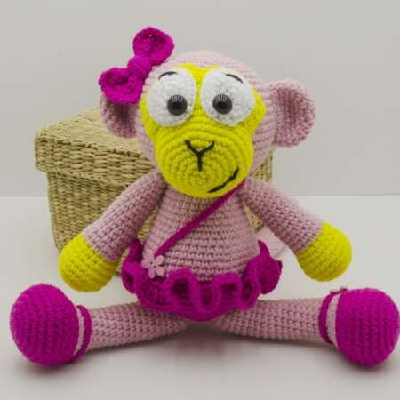 crochet pink monkey